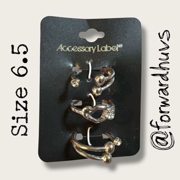 Bundle Sale 3 for $15 | Accessory Label Silver Tone Ring Set – Size 6.5 - Picture 3 of 7